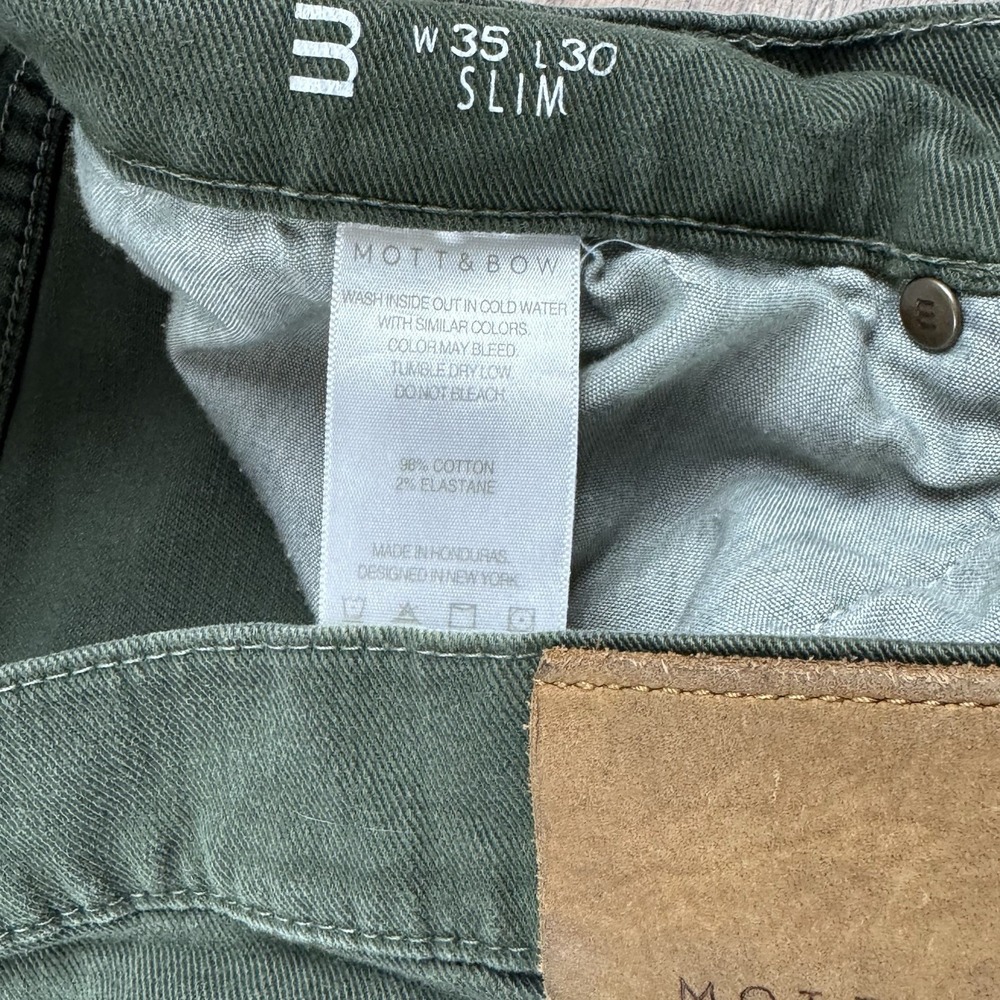 Mott & Bow Slim Jeans Men 35x30 Green Stretch Pants - Picture 5 of 9